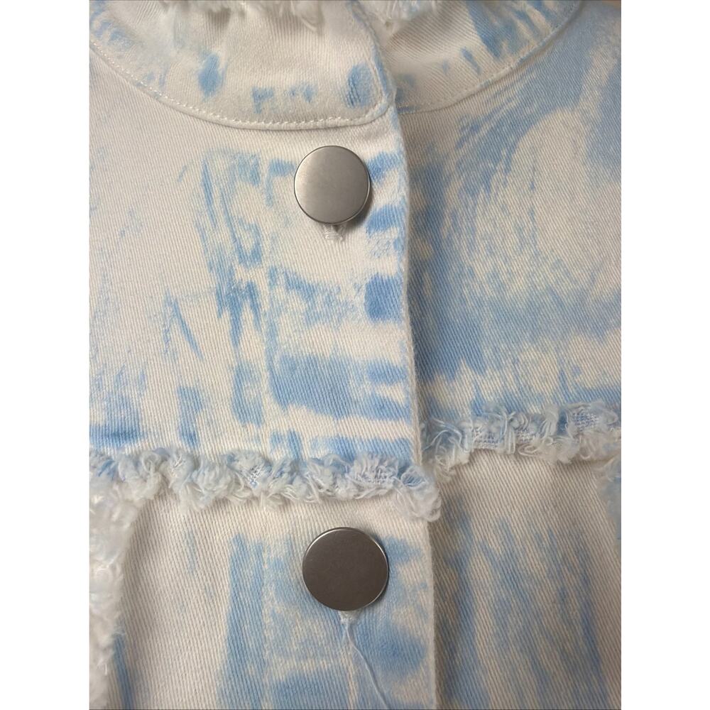 NWT Donna White Light Blue/White Raw Edge Seams Demin Jacket SM #0714 - Picture 4 of 7
